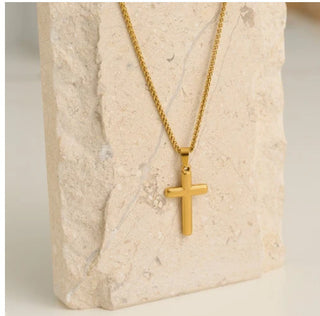 Howard's Narelle Waterproof Unisex Wheat Chain Cross Necklace Gold