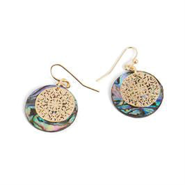 Whispers Abalone Circle w/Gold Design Earrings WN004213