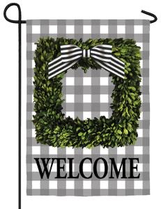 Boxwood Plaid Garden Flag