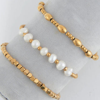 Howard's Narelle Waterproof Multi Pearl Stretch Bracelet Set Gold