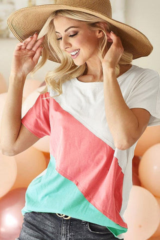 Tri-Color Diagonal Striped Top Small
