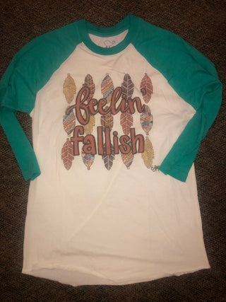 Luckybird Feeling Fallish Teal Raglan