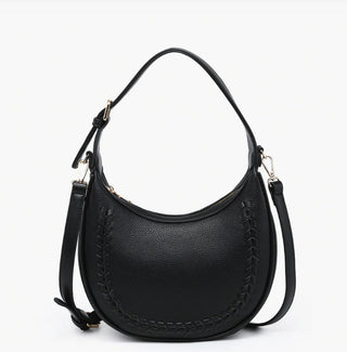 Jen & Co Tristan Whipstitch Shoulder Bag Black M2146