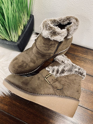 Corky's Chilly Faux Fur Wedge Ankle Boot