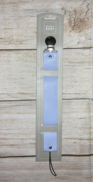 Stephan Baby Faux Leather Pacifier Clip Blue