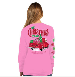 Simply Southern Long Sleeve Xmas Truck Flamingo Large
