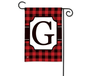 Red & Black Check Monogram Garden Flag