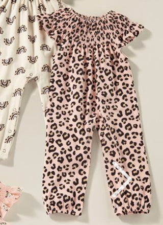 Check Meowt Smocked Infant Jumpsuit