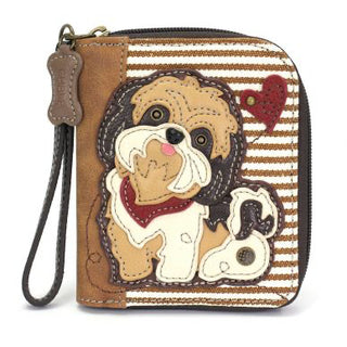 Chala Zip Around Wallet Brown Shih Tzu Brown Stripe 839