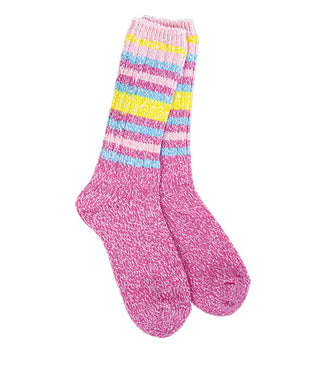 World’s Softest Socks Weekend Ragg Crew Ibis Rose Stripe