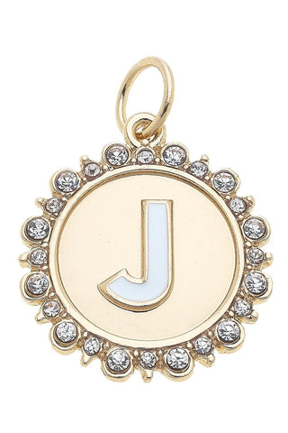 Canvas Style Charmed Rhinestone Letter Disc Charm