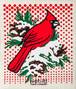 Wet It! Winter Cardinal Swedish Dishcloth