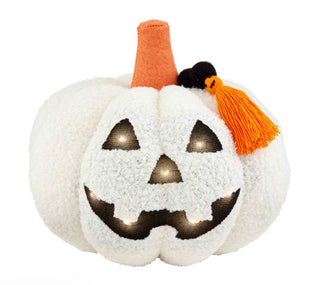 Mudpie Light Up White Sherpa Pumpkin