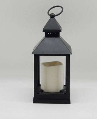 Black Indoor/Outdoor Lantern w/Candle