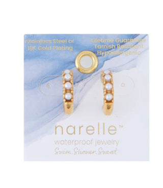 Howard's Narelle Waterproof Pearl C-Hoop Earrings Gold