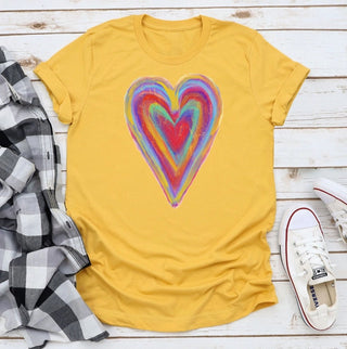Rebel Rose Colorful Heart T-Shirt Mustard