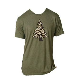 Jane Marie Leopard Tree T-Shirt Military Green