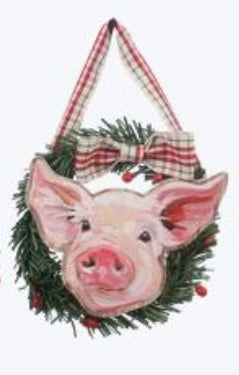 Wood Farm Wreath Christmas Ornament