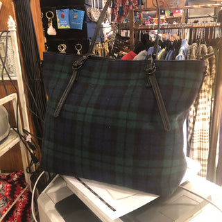 Jen & Co Ingrid Tote M1911 Navy/Green Plaid