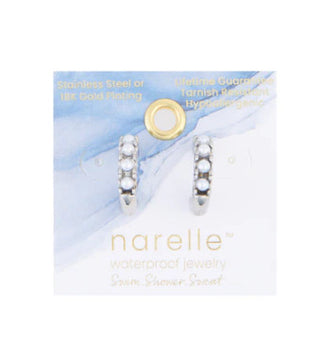 Howard's Narelle Waterproof Pearl C-Hoop Earrings Silver
