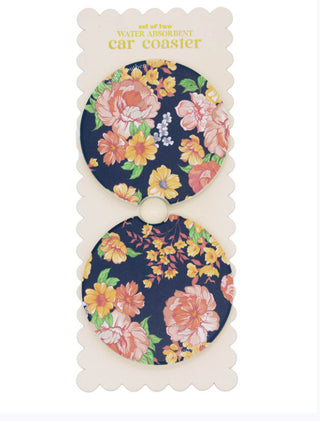 Simply Southern Car Coaster Set Navy Flower