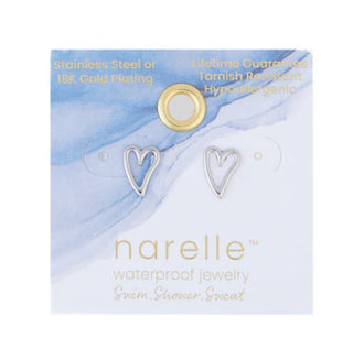 Howard's Narelle Waterproof Heart Outline Stud Earrings Silver