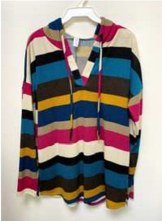 Sew in Love Stripe Hooded Long Sleeve Top Small