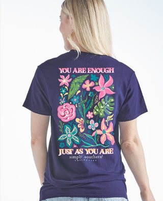 Simply Southern Short Sleeve Enough Heather Navy