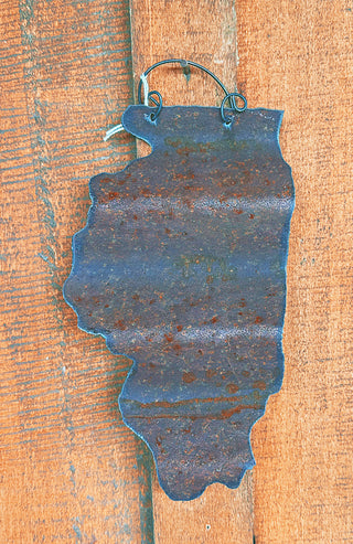 Corrugated Metal State Decor Illinois Small