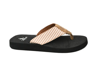 Corkys Summer Break Flip Flop Tan White Stripe