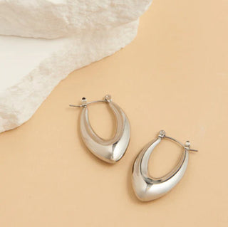 Howard's Narelle Waterproof Oval Pointed Earrings Silver