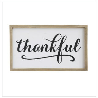 White Wood Thankful Sign