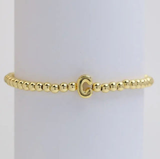 Josslyn Gold Initial Monogram Bubble Beaded Bracelet C