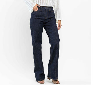 Judy Blue High Waist Front Seam & Dart Detail Wide Leg 88664