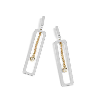 Whispers Framed Chain Dangle Earrings Silver/Gold WN004632