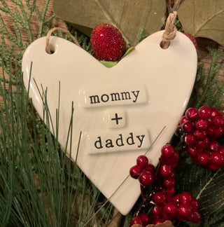 Mudpie Stamped Mommy  + Daddy Ornament