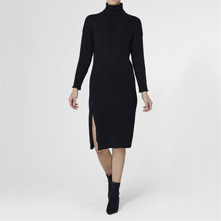 Coco + Carmen Ryan Mock Neck Sweater Dress w/Tie Black