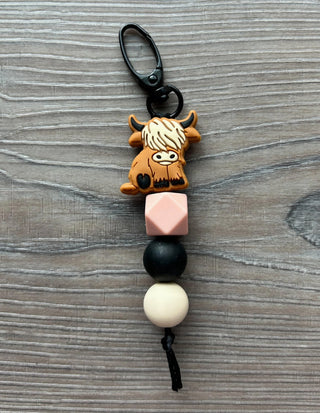 Jillian Ink Highland Cow Silicone Beaded Keychain