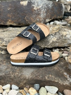 Corkys Beach Babe Sandals Black Glitter