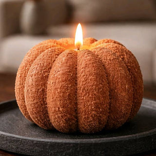 Pumpkin Candle w/Realistic Flame & Timer Large