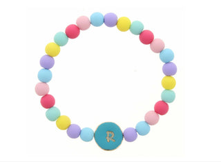 Jane Marie Kids Turquoise Stamped Multicolored Beaded Initial Bracelet "R"