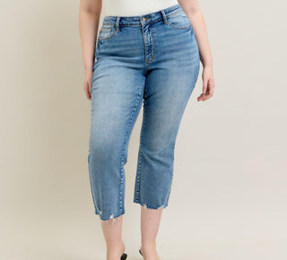Judy Blue MR Vintage Wash Destroy Hem Kick Flare 88979