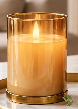 Amber Glass Battery Candle 3x4