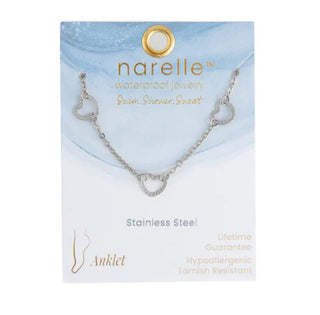 Howard's Narelle Waterproof Linked Heart Anklet Silver