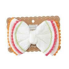 Mudpie White Pom Pom Bow Headband