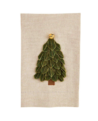 Mudpie Velvet Ribbon Tree Towel Light Green