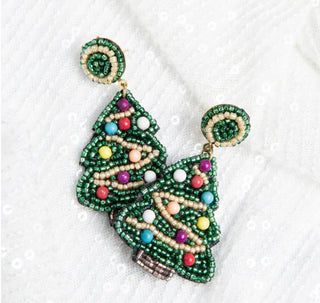 Howard's Holiday Beaded Christmas Tree Earrings