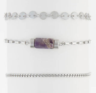 Howard's Narelle Waterproof Stone Bracelet Set Silver