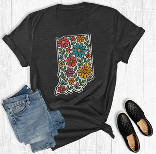 The Way Down South Retro Floral Indiana Graphic Tee Charcoal