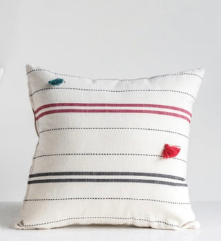 Hand Woven Striped Pillow w/Tassels